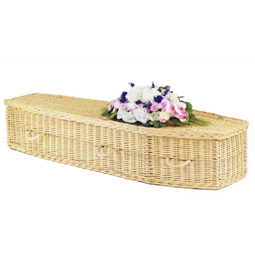 Autumn Gold Natural Creamy White Eco Elite Wicker / Willow (Traditional) Coffin - **Superior Coffins**